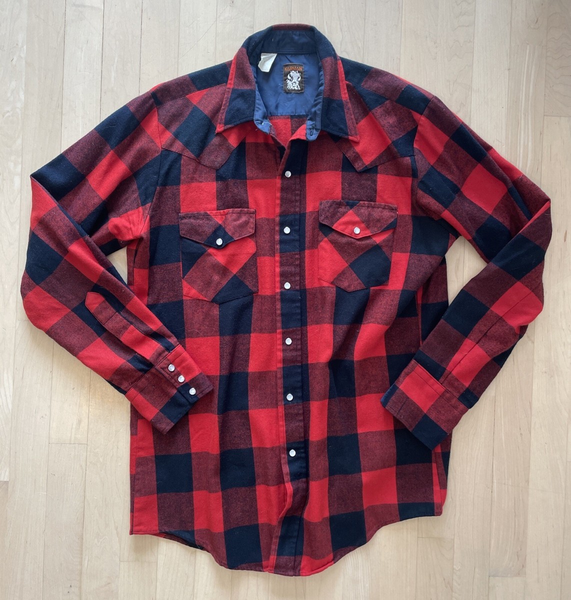 Men's Karman Western Flannel Buffalo Check Long Sleeved Shirt