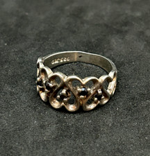 925 Sterling Heart Sapphire 9mm Ring Sz 6 - 2.51g