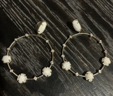 Kendra Scott Sheila Faceted Frontal Hoop Earrings Gold White Stones Glass (I3)