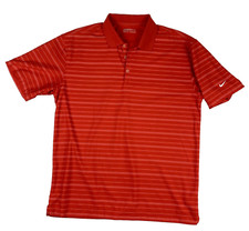 Nike Dri-Fit Men's Collared Golf Polo Shirt XL Red Stripes Short Sleeve