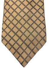 Brooks Brothers Basics Gold Navy Silk Geometric Print Tie USA Made