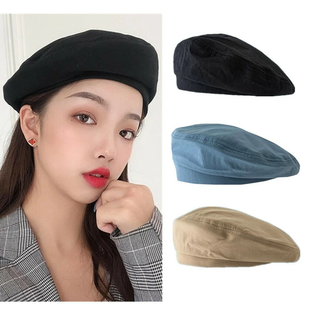 Women French Style Elegant Lady Beret Solid Plain Flat Top Berets Hats Cap  Hot