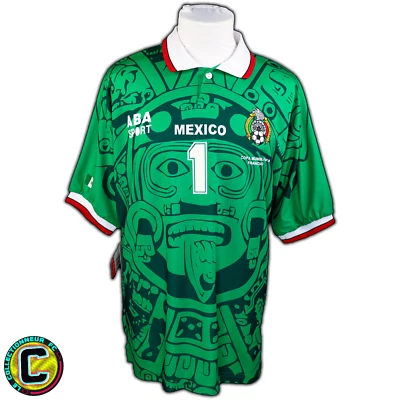 MEXICO FMF WC98 HOME SHIRT L BNWT - CAMISETA ABA SPORT VINTAGE - CAMPOS #10 NEW - Photo 1/4