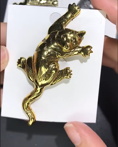 Broche Vintage Double Chat Dorée - Marque Il était Une Fois (dorure Défraîchie)