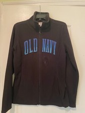 Old Navy Black w/Blue Logo Zip Front Hoodie Size M