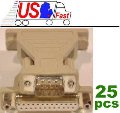 25pack DB25pin Female Jack~DB9 Male Plug cable/cord/wire Adapter RS232 Serial{NT