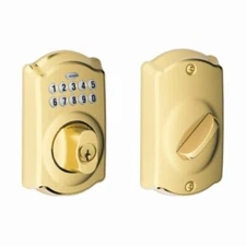 chlage BE365 CAM 505 Camelot Keypad Entry & Flex-Lock, Lifetime Polished Brass