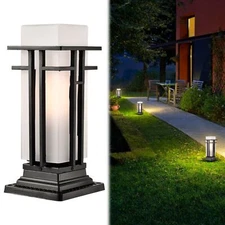 6" Outdoor Post Lights Hard Wired Black Outdoor Light Post for Yard Aluminum