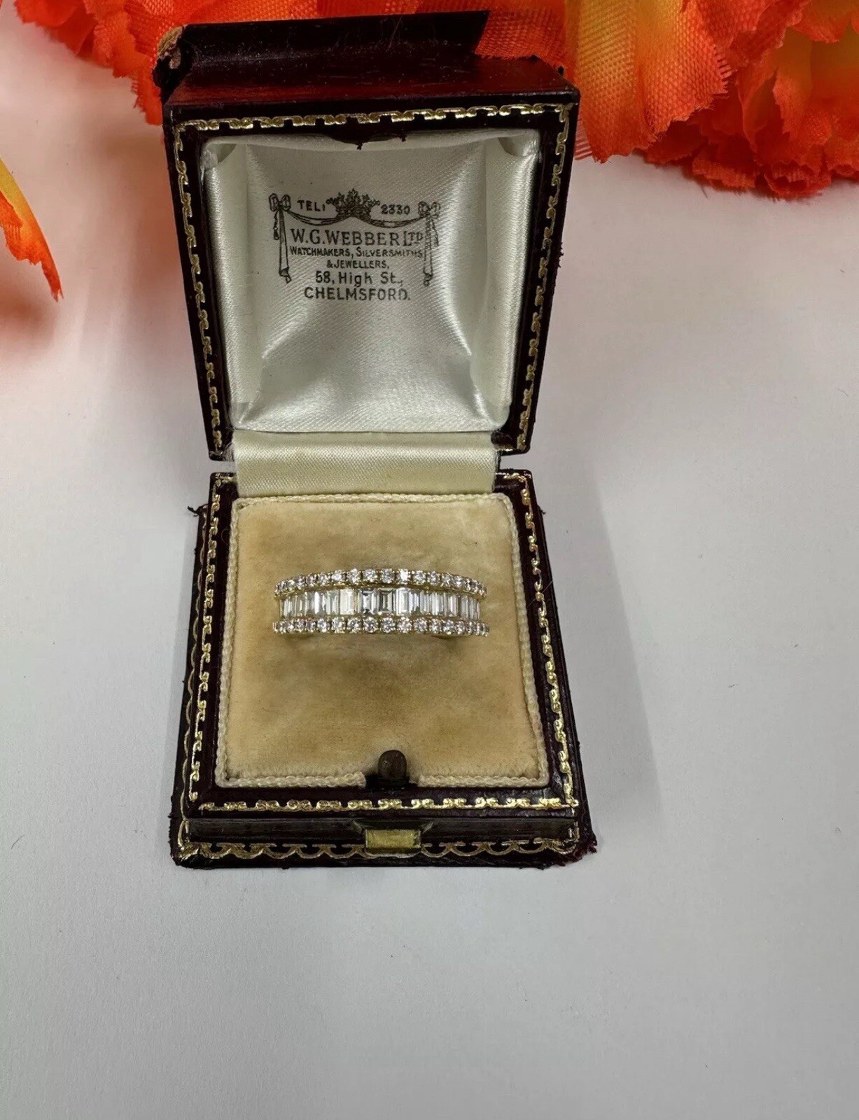 Stunning 1ct 18k Yellow Gold Baguette & Brilliant Cut Half Et Ring