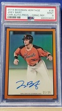 Joey Bart - 2019 Bowman Heritage Chrome Orange Refractor Autograph  PSA 9  