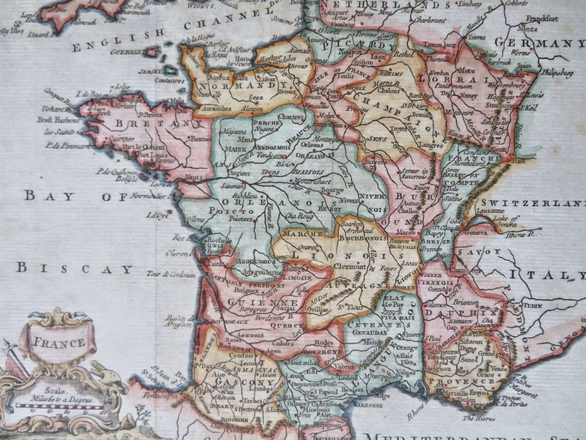 Kingdom of France c. 1778 Jefferys decorative engraved hand