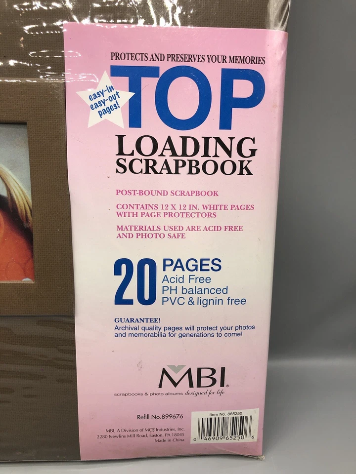 Álbum de recortes de carga superior MBI 12x12 marrón texturizado 20 páginas nuevo sellado Foto 3 de 4
