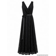 MoriLee Black Lace Formal Evening Gown Floor Length Elegant Prom Dress Size 20