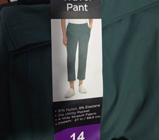Kirkland Signature Women's Travel Pant Zip Pocket Green Black 8 12 14