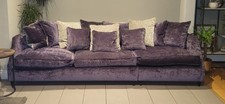 Designers Peter Guilds Sofa Three Seater Wooden Legs silver/purple 294x100x73cm