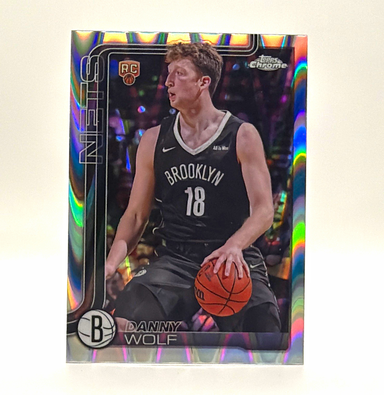 Topps Chrome Basketball 2025 Danny Wolf #277 RayWave Refractor RC Rookie Nets
