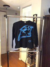 Carolina Panthers Neon Light Logo Black Long Sleeve Shirt Adult Large Reebok