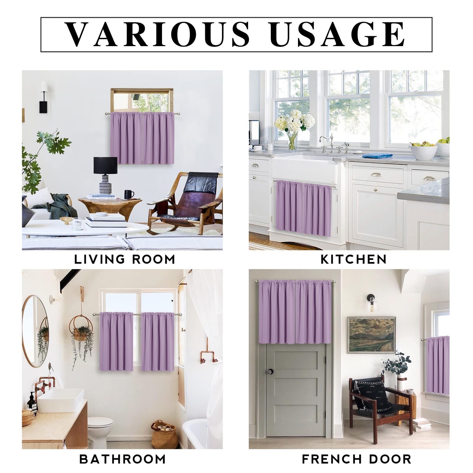 RYB HOME Bedroom Curtains Solid Blackout Panels Rod Pocket Thermal Insulated ...