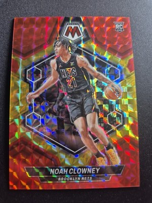 2023-24 Panini Mosaic Noah Clowney Red Mosaic RC /75 #250 Nets Rookie