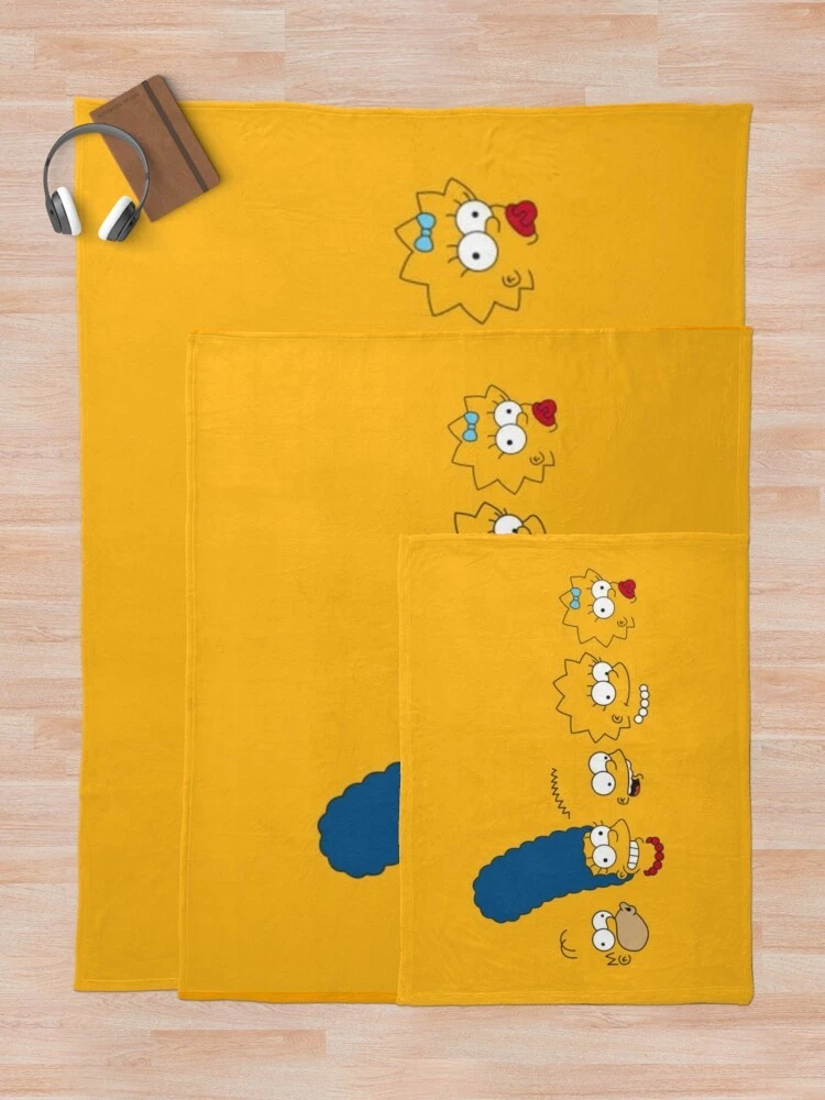 The Simpsons Head Pattern Yellow Graphic Cartoon Cozy Fleece Blanket