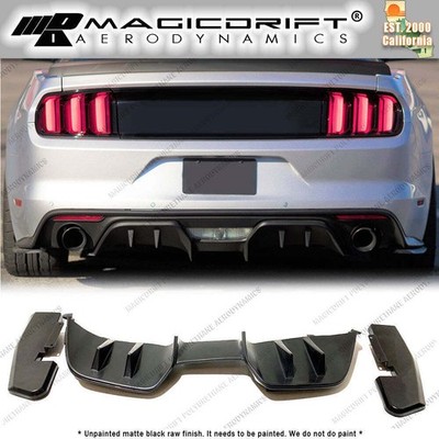 For 15 16 17 Ford Mustang Premium 4-Fin Rear Bumper Lip Lower Diffuser 3PCS PU