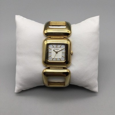 Fossil ES-1706 Womens Watch 26mm Silver Gold Two Tone Square 