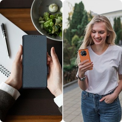 Echtleder Klapphülle Magnet Cover Scharnierschutz Flipcase für HUAWEI Mate X7 X6