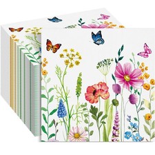 100 Pcs Floral Paper Napkins, 3 Ply Disposable Guest Towels/Cocktail Napkins,...