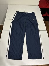 Vintage Nike Track Pants XL Navy White Baggy Nylon Windbreaker Athletic Skater