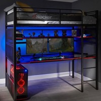 X Rocker Icarus XL High Sleeper Bed with Gaming Desk Black Kid's Bedroom