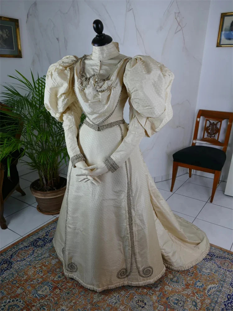 1895s Victorian Edwardian Duchess Dress Historical Civil War Tea Party Ball  Gown | eBay