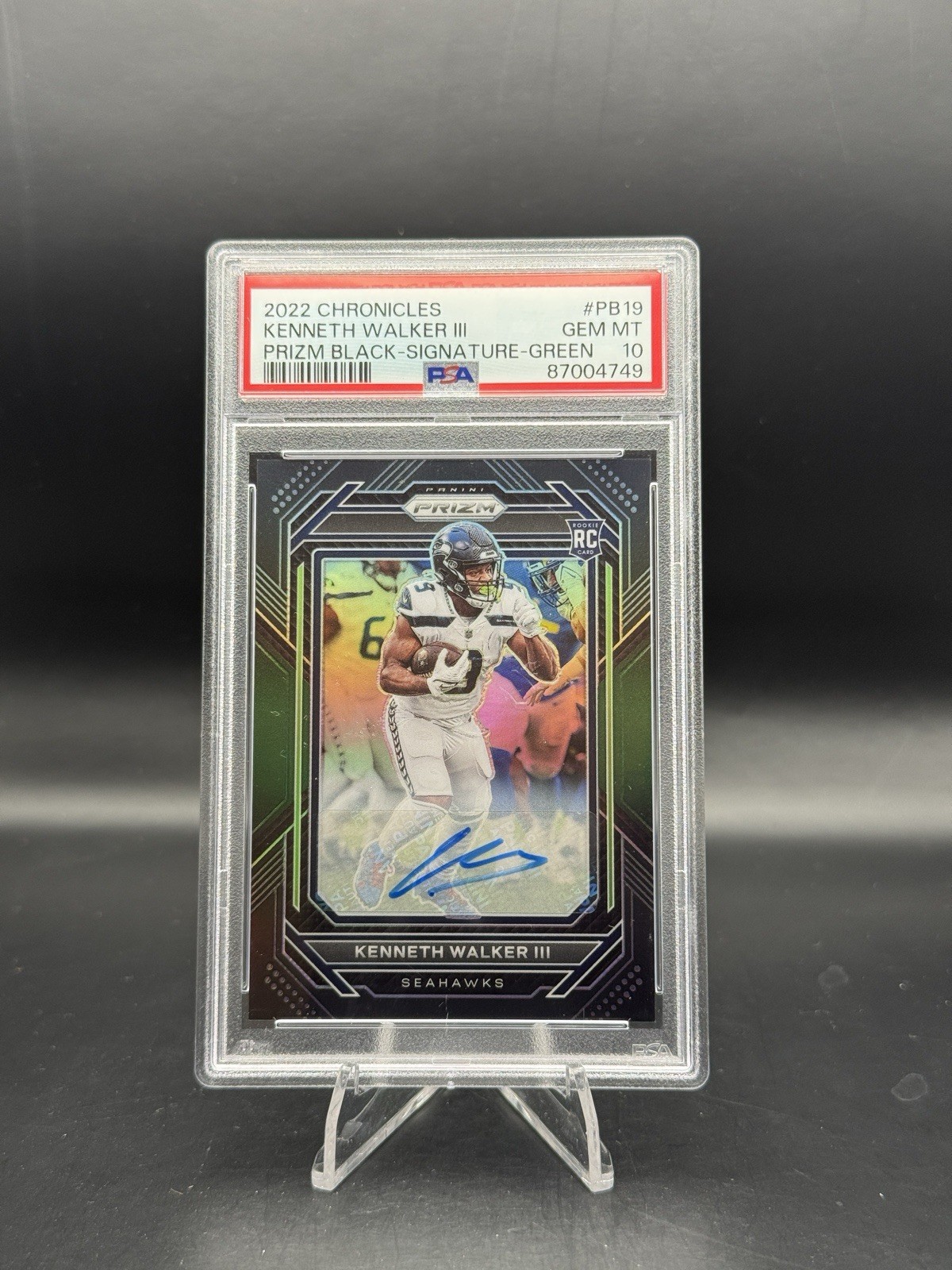 2022 PANINI CHRONICLES KENNETH WALKER III PRIZM BLACK ROOKIE AUTO PSA 10 SEATTLE