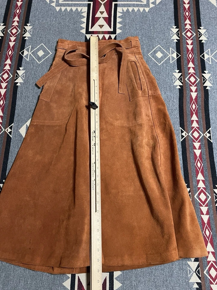 Подлинная замшевая трапециевидная юбка St. Victor New York ржаво-коричневая с высокой талией 24 дюйма T43 - Изображение 3 из 4