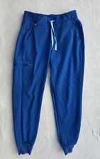 FIGS Scrub Pants Womens Small Blue Zamora Jogger Drawstring Zip Pocket Technical