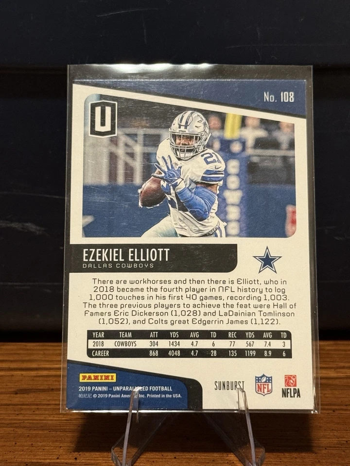 2019 Panini Unparalleled Sunburst Ezekiel Elliott #108 - Image 2 of 2