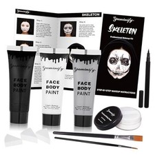 Skeleton Halloween Makeup Kit,Black White Light Gray Skeleton/Skull Makeup Kit