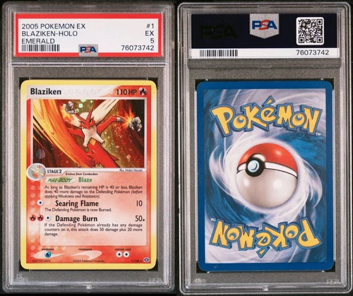Blaziken 1/106 Holo Pokemon EX Emerald PSA 5
