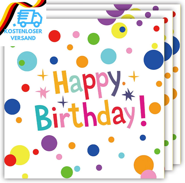40 StüCk Servietten Geburtstag,33X33Cm Tischdeko Geburtstag Servietten Bunt Gepu-image