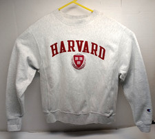 Champion Reverse Weave Harvard University Sweatshirt SEWN LOGOS Grey SZ MED VGC