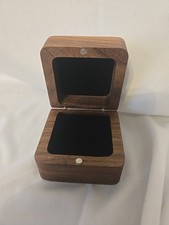 Wooden Ring Box for Wedding Ceremony 2 Slots,Small Square Solid Wood Double Ring