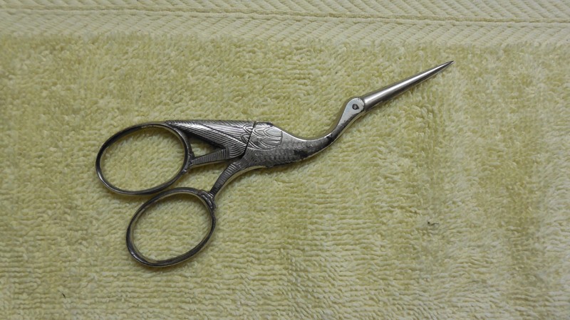 Antique scissors Stork shape Krusius Brothers Germany KB Extra