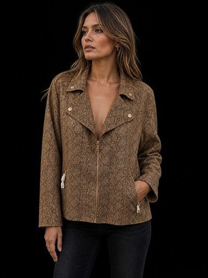 Philosophy Snake Skin Print Blazer Jacket Faux Leather Brown XL NEW NWT 108.00