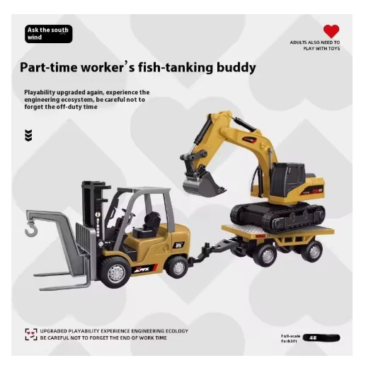 Miniexcavadora y camión volquete de radiocontrol de 1:64 - Vehículo de ingeniería de juguete Foto 3 de 4