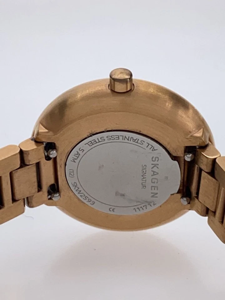 Женские кварцевые часы SKAGEN SKW2595 белое золото нержавеющая сталь отличное состояние ЯПОНИЯ - Изображение 3 из 4