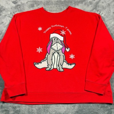 Vintage Disney Eeyore Christmas Sweatshirt Women 1X Happy Holidays I Guess Retro