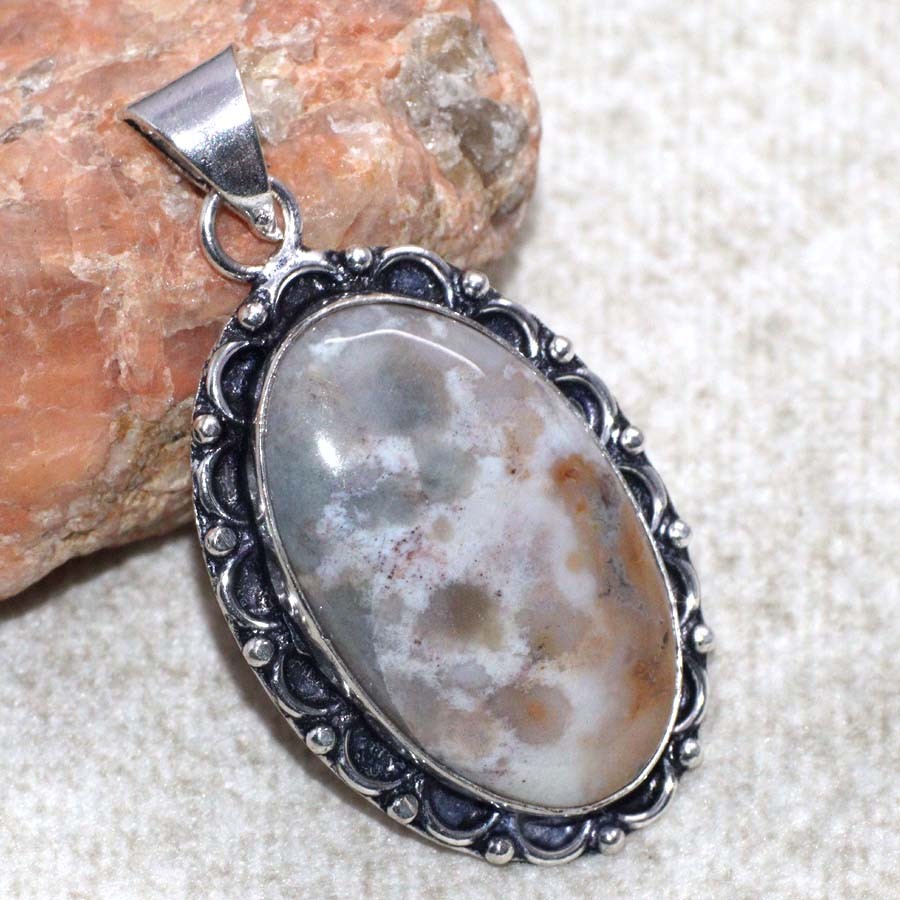 Ocean Jasper 925 Silver Plated Gemstone Pendant 2