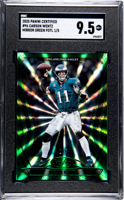 2020 Panini Certified #96 Carson Wentz 1/5 Mirror Green SGC 9.5