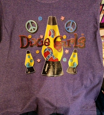 DIXIE Girls Purple Lava Lamp Peace t-shirt Short Sleeve NWT Size XL 14/16 Rebel