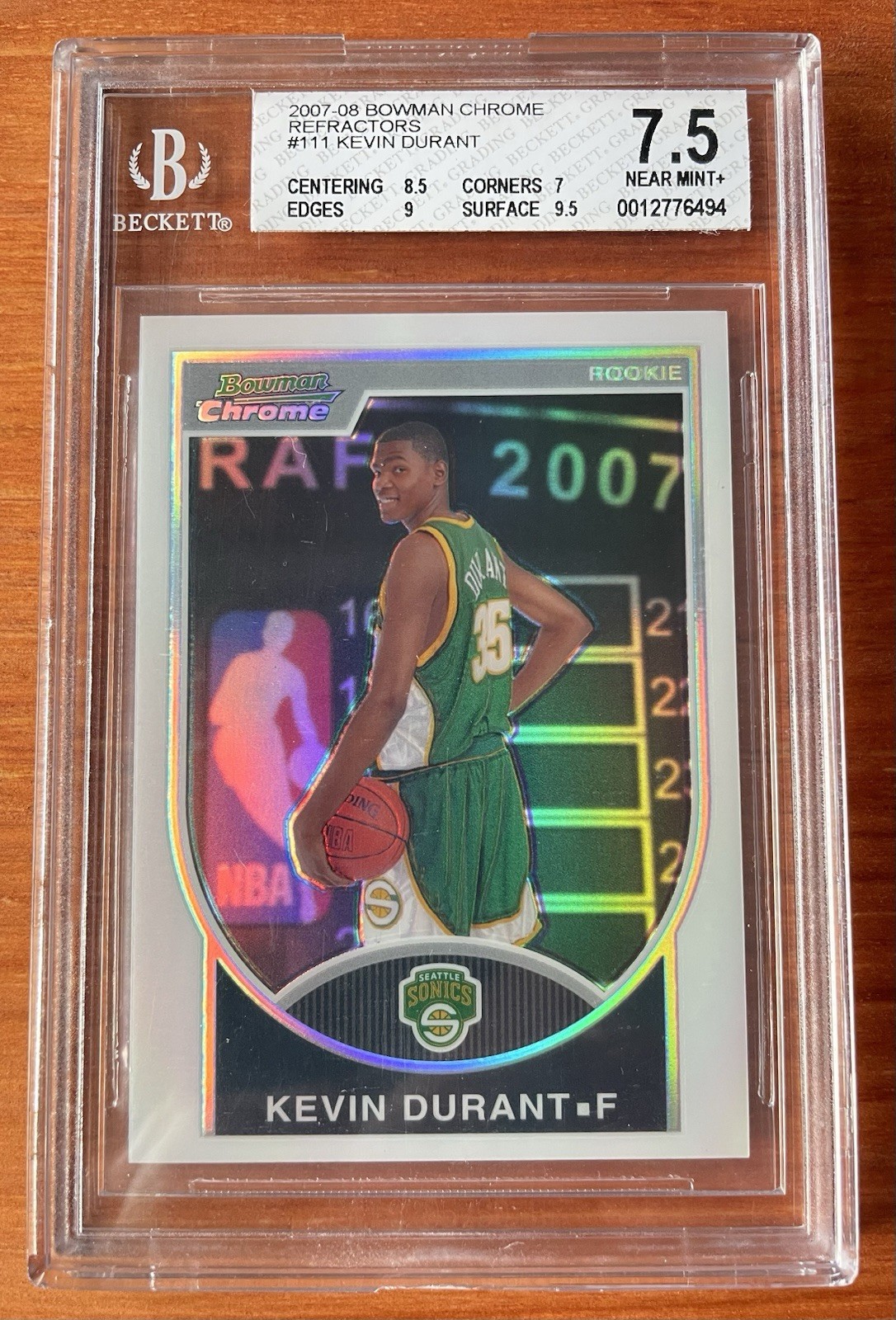 2007-08 Bowman Chrome Refractor /299 Kevin Durant BGS 7.5