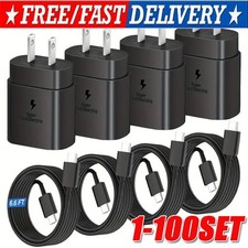25w Type USB-C Fast Wall Charger+6FT Cable For Samsung Galaxy S20 S21 5G lot US